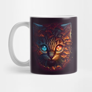 A graceful and fascinating cat with red and blue eyes. Mug